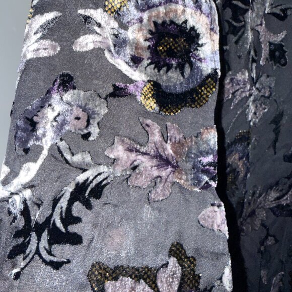 Reformation Black Floral Velvet Long Sleeved Mini Dress - XL - Picture 3 of 6